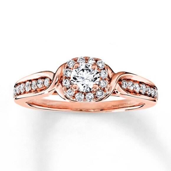 Diamond Engagement Ring 1/2 ct tw Round-cut 14K Rose Gold - Picture 1 of 4